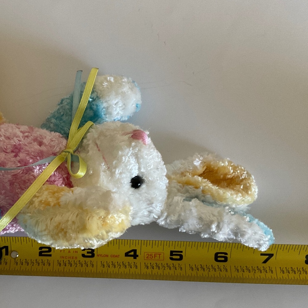 Vintage Easter Plush Bunny Pair Pastel Spring Decor Stuffed Rabbits - Picture 8 of 8
